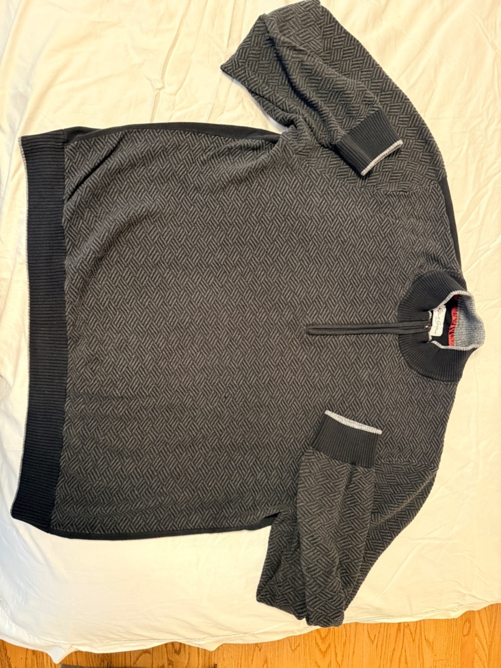 Robert Graham Charcoal Gray Textured Half-Zip Sweater